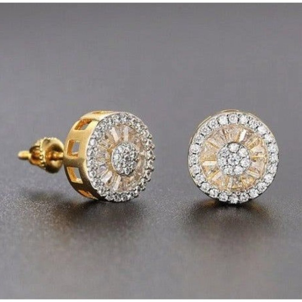 Womens 2ct Diamond Screw On Earrings 18K Gold Studs Round Stud 18 K Jewelry NEW